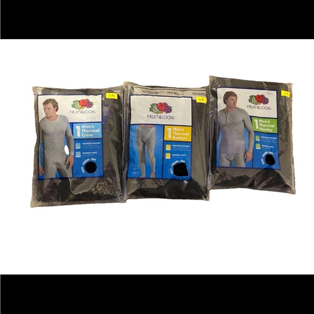 Bundle Set 3 Fruit Of The Loom Men’s Thermals Size L